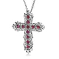 EverTrue Orissa Rhodolite Garnet 1.25 ctw Cross Pendant Necklace in Stainless Steel 20 Inches
