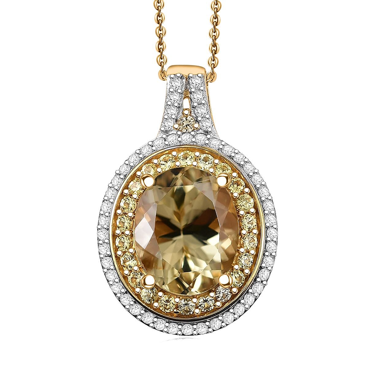 D'Joy Premium Brazilian Heliodor and Multi Gemstone 4.00 ctw Solar Radiance Pendant Necklace in 18K Vermeil Yellow Gold Over Sterling Silver 20 Inches