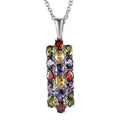 EverTrue Simulated Multi Color Diamond Pendant Necklace (20 Inches) in Stainless Steel 3.75 ctw - Sticky add to cart bar