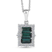 Certified & Appraised Premium Pirineu Lagoon Tourmaline and Luxuriant Lab Grown Diamond G-H SI 1.49 ctw Pendant Necklace 20 Inches in 10K White Gold