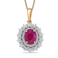 AAA Royal Ruby, Lab Grown Diamond Pendant Necklace in 10K Yellow Gold 3.24 ctw (20 Inches)  (E-F, VS)