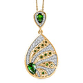 D'Joy Passport to Israel Chrome Diopside and White Zircon 1.50 ctw Pendant Necklace in 18K Vermeil Yellow Gold Over Sterling Silver 20 Inches