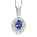 D'Joy Tanzanite, Diamond (0.40 cts) Pendant Necklace (20 Inches) in Rhodium Over Sterling Silver 1.70 ctw - Sticky add to cart bar