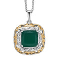 EverTrue Verde Onyx Garden Scroll Pendant in 18K YG Plated and Platinum Bond with Stainless Steel Necklace 5.30 ctw (20 Inches)