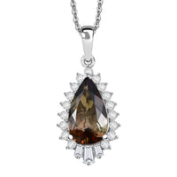 D'Joy Jenipapo Andalusite and Moissanite 2.65 ctw Pendant Necklace in Rhodium Over Sterling Silver 20 Inches