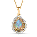 D'Joy Premium Ethiopian Welo Opal and Multi Gemstone 1.30 ctw Tear of Fire Pendant Necklace in 18K Vermeil Yellow Gold Over Sterling Silver 20 Inches - Sticky add to cart bar
