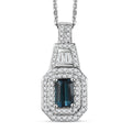 D'Joy AAA Monte Belo Indicolite and Moissanite 1.10 ctw Art Deco Pendant Necklace in Rhodium Over Sterling Silver 20 Inches - Sticky add to cart bar