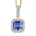 Asscher Cut Premium Tanzanite, Lab Grown Diamond Pendant in 14K Yellow Gold with 18K Vermeil YG Over Sterling Silver Necklace 1.60 ctw (20 Inches) - Sticky add to cart bar