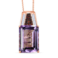 Doorbuster D'Joy Premium Rose De France Amethyst, Multi Gemstone Crown of the Two Forces Pendant Necklace (20 Inches) in 18K Vermeil RG Over Sterling Silver 14.10 ctw