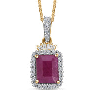 Premium Royal Ruby and Luxuriant Lab Grown Diamond G-H SI 3.70 ctw Pendant Necklace in 18K Vermeil Yellow Gold Over Sterling Silver 20 Inches