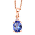 D'Joy AAA Tanzanite and Natural Pink Diamond I3 1.10 ctw Pendant Necklace in 18K Vermeil Rose Gold Over Sterling Silver 20 Inches - Sticky add to cart bar
