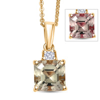 AAA Turkizite and Luxuriant Lab Grown Diamond G-H SI 2.00 ctw Art Deco Pendant Necklace in 18K Vermeil Yellow Gold Over Sterling Silver 20 Inches