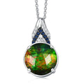 D'Joy Canadian Ammolite and Multi Gemstone 2.85 ctw Pendant Necklace in Rhodium Over Sterling Silver 20 Inches - Sticky add to cart bar
