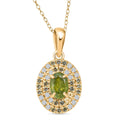 D'Joy Premium Ambanja Demantoid Garnet and Multi Gemstone 1.50 ctw Evergreen Flame Halo Pendant Necklace in 18K Vermeil Yellow Gold Over Sterling Silver 20 Inches - Sticky add to cart bar