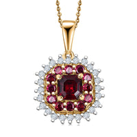 D'Joy Premium Anthill Garnet and Moissanite 1.15 ctw Crimson Core Pendant Necklace 20 Inches in 18K Vermeil Yellow Gold Over Sterling Silver