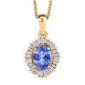 D'Joy Tanzanite and Diamond Pendant Necklace in 18K Vermeil Yellow Gold Over Sterling Silver 20 Inches 1.00 ctw - Sticky add to cart bar