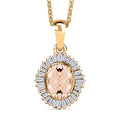 D'Joy Marropino Morganite and Diamond Pendant Necklace in 18K Vermeil Yellow Gold Over Sterling Silver 20 Inches 1.00 ctw - Sticky add to cart bar