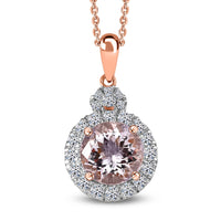 Certified & Appraised AAA Pink Morganite and Luxuriant Lab Grown Diamond G-H SI 2.93 ctw Pendant Necklace in 10K Rose Gold (20 Inches)