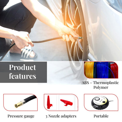 Blue Compact Portable Electric Mini DC 12V Air Compressor Tire Inflator with 150 PSI Pressure Gauge Car Tire Pump