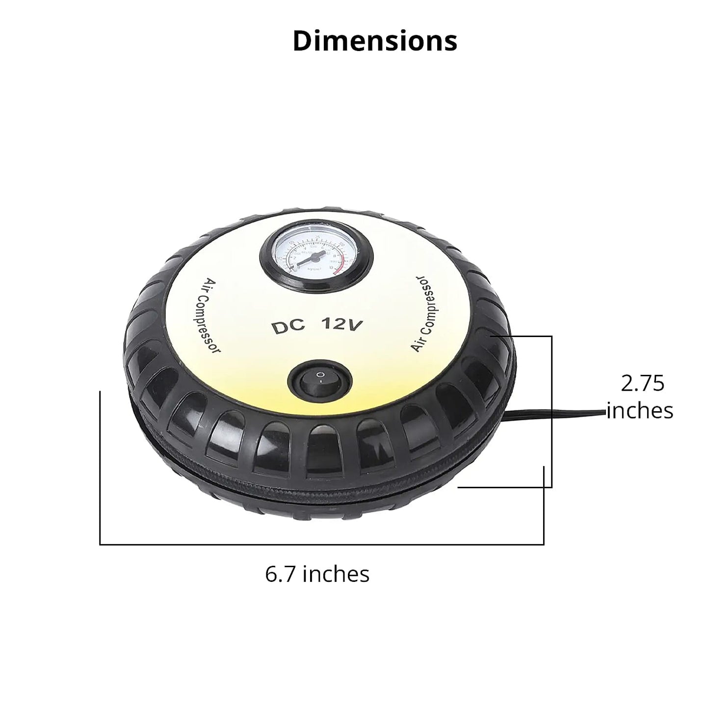 Blue Compact Portable Electric Mini DC 12V Air Compressor Tire Inflator with 150 PSI Pressure Gauge Car Tire Pump