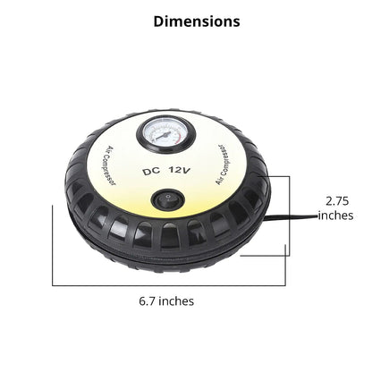 Blue Compact Portable Electric Mini DC 12V Air Compressor Tire Inflator with 150 PSI Pressure Gauge Car Tire Pump