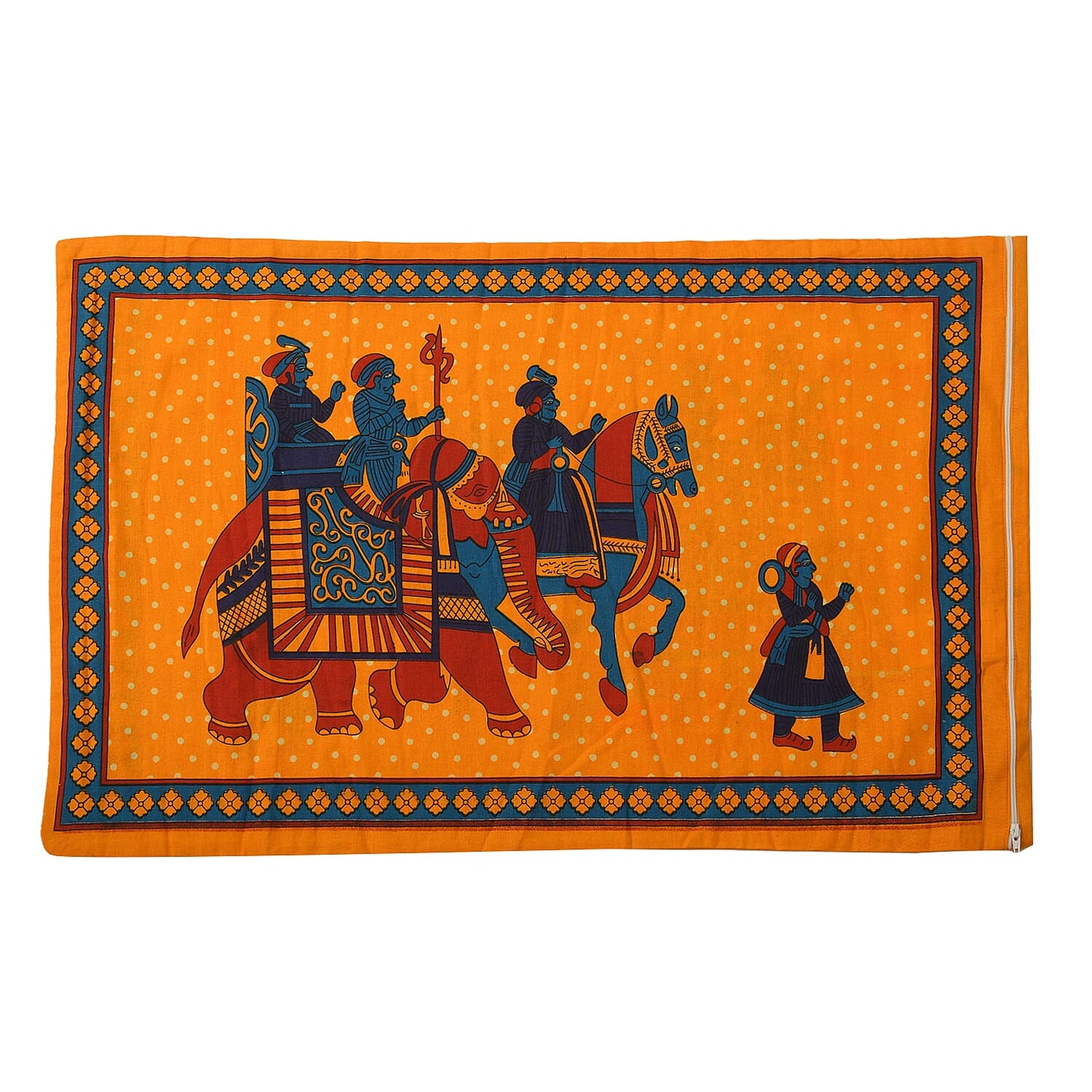 White with Multi Color Tree of Life Print 100% Cotton Hand Quilted, Hand Stitched Quilt and 2pcs Pillow Sham