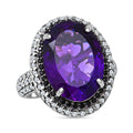 12.50 ctw Lusaka Amethyst and Multi Gemstone Halo Ring in Platinum Over Sterling Silver 9 Grams