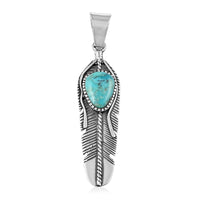 SANTA FE Style Blue Turquoise Pendant in Sterling Silver 2.75 ctw