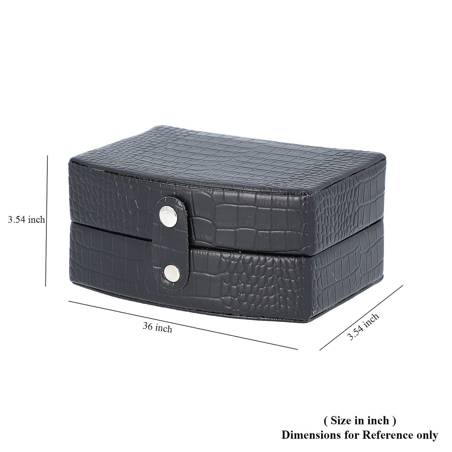 Brown Leopard Pattern Faux Leather Small Travel Jewelry Box with Button Clasp (4.6"x3.5"x2.4")