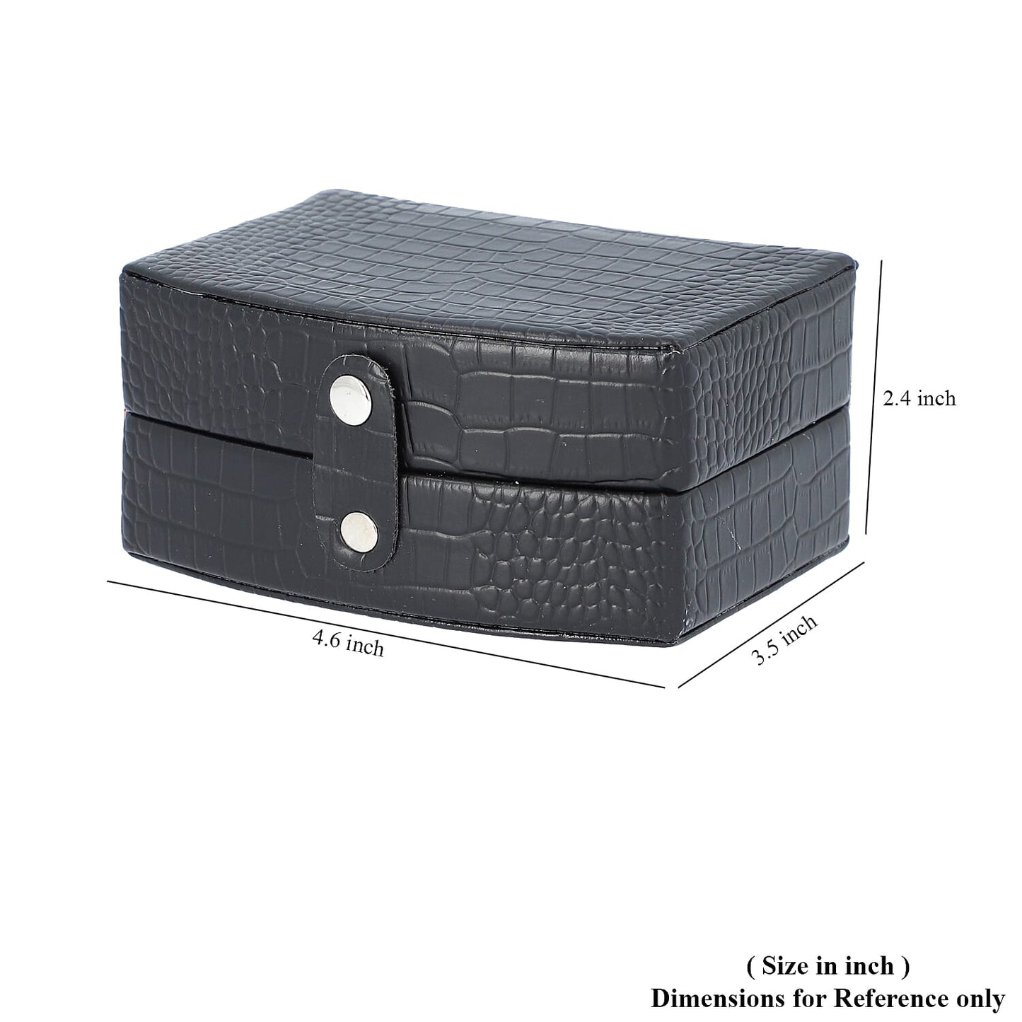 Brown Leopard Pattern Faux Leather Small Travel Jewelry Box with Button Clasp (4.6"x3.5"x2.4")