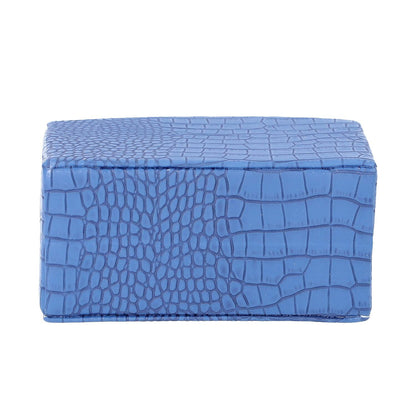 Brown Leopard Pattern Faux Leather Small Travel Jewelry Box with Button Clasp (4.6"x3.5"x2.4")