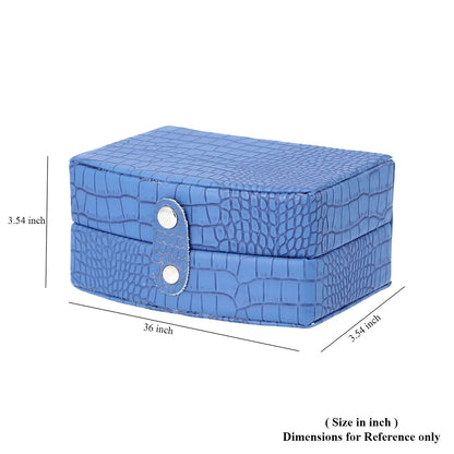 Brown Leopard Pattern Faux Leather Small Travel Jewelry Box with Button Clasp (4.6"x3.5"x2.4")