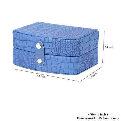 Brown Leopard Pattern Faux Leather Small Travel Jewelry Box with Button Clasp (4.6"x3.5"x2.4")