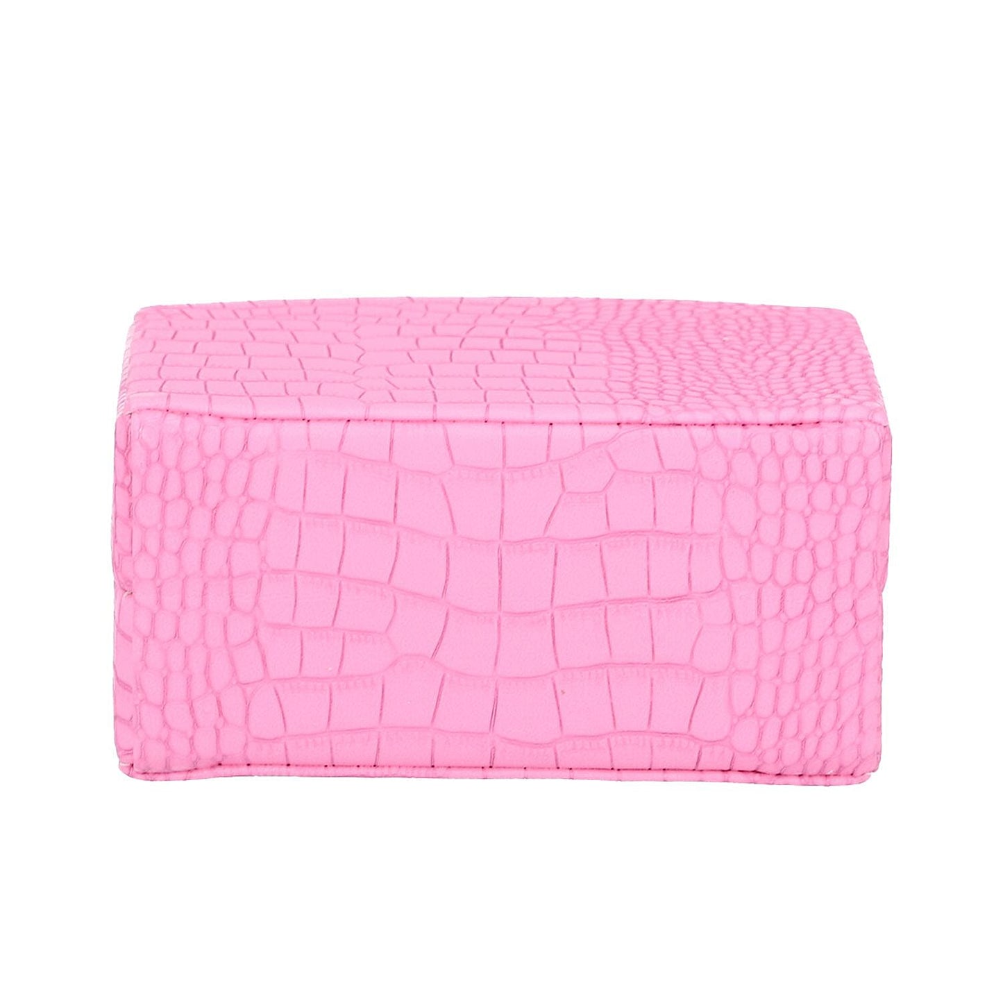 Brown Leopard Pattern Faux Leather Small Travel Jewelry Box with Button Clasp (4.6"x3.5"x2.4")