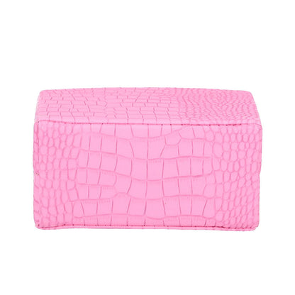 Brown Leopard Pattern Faux Leather Small Travel Jewelry Box with Button Clasp (4.6"x3.5"x2.4")