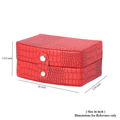 Brown Leopard Pattern Faux Leather Small Travel Jewelry Box with Button Clasp (4.6"x3.5"x2.4")