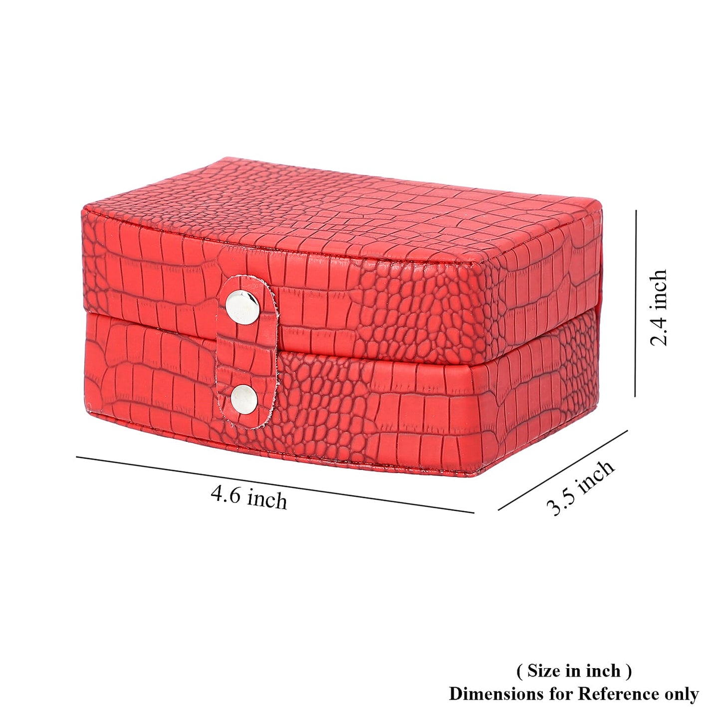 Brown Leopard Pattern Faux Leather Small Travel Jewelry Box with Button Clasp (4.6"x3.5"x2.4")