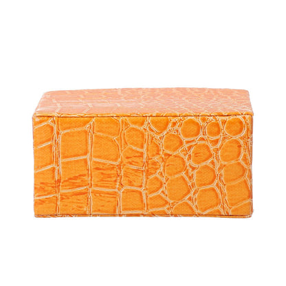 Brown Leopard Pattern Faux Leather Small Travel Jewelry Box with Button Clasp (4.6"x3.5"x2.4")