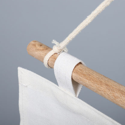 Set of 2 White & Blue Stripe Pattern Hanging Storage Bag Organizer