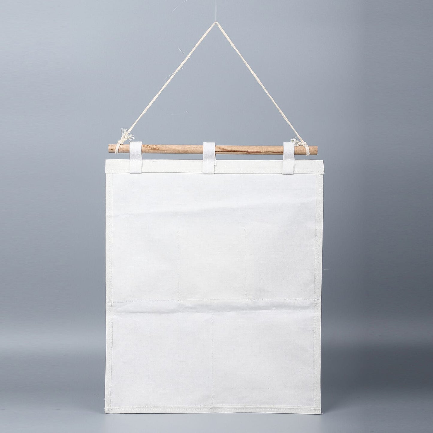 Set of 2 White & Blue Stripe Pattern Hanging Storage Bag Organizer