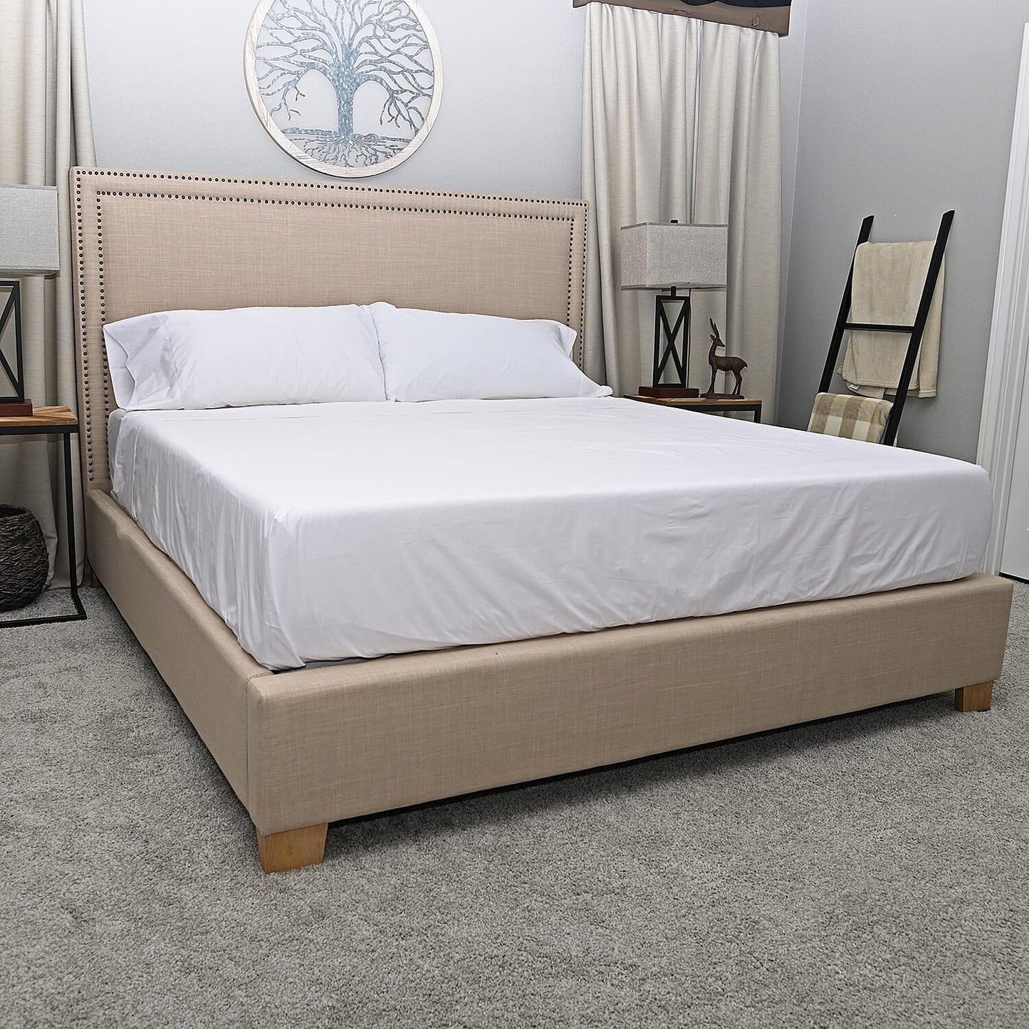 100% Organic Cotton Percale HOMESTEAD Gray 300 TC Sheet Set - California King