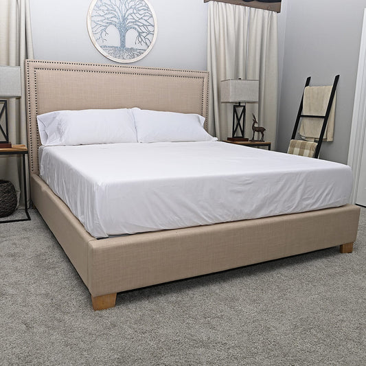 100% Organic Cotton Percale HOMESTEAD Gray 300 TC Sheet Set - California King