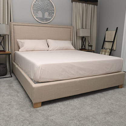 100% Organic Cotton Percale HOMESTEAD Gray 300 TC Sheet Set - California King