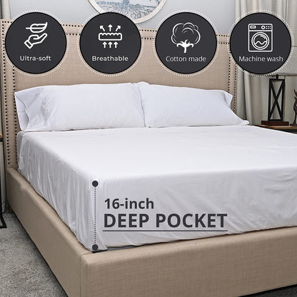 100% Organic Cotton Percale HOMESTEAD Gray 300 TC Sheet Set - California King