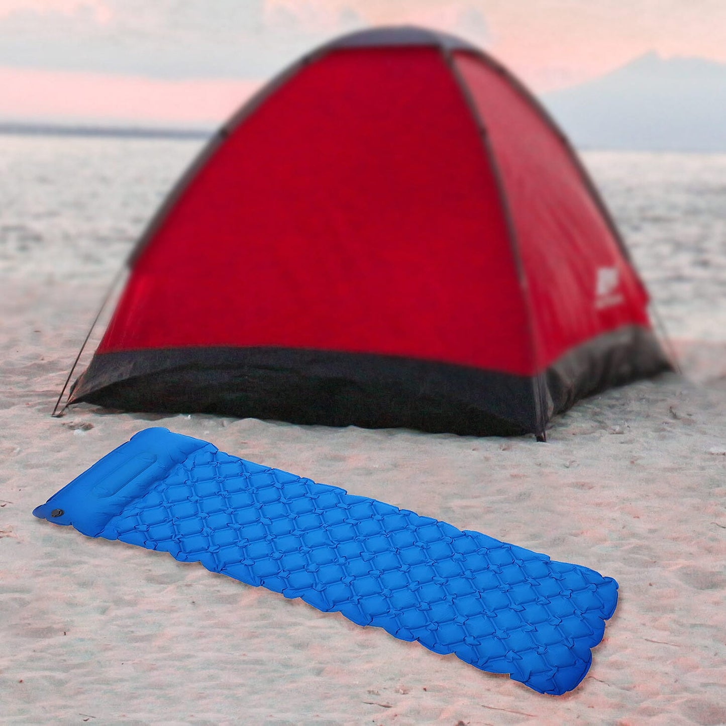 Blue Inflating Camping Sleeping Mat
