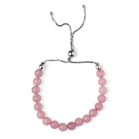 27.00 ctw Galilea Rose Quartz Beads Bolo Bracelet in Rhodium Over Sterling Silver