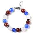 Multi Agate 114.50 ctw 9-11mm and Hematite Beaded Bracelet in Stainless Steel (7.00 In)