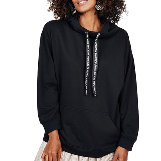 DUBGEE Black Long Sleeve French Terry Hooded Sweatshirt with Screen Print Back- S