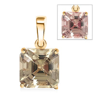 Certified & Appraised Iliana Asscher Cut AAA Turkizite 2.90 ctw Solitaire Pendant without Chain in 18K Yellow Gold