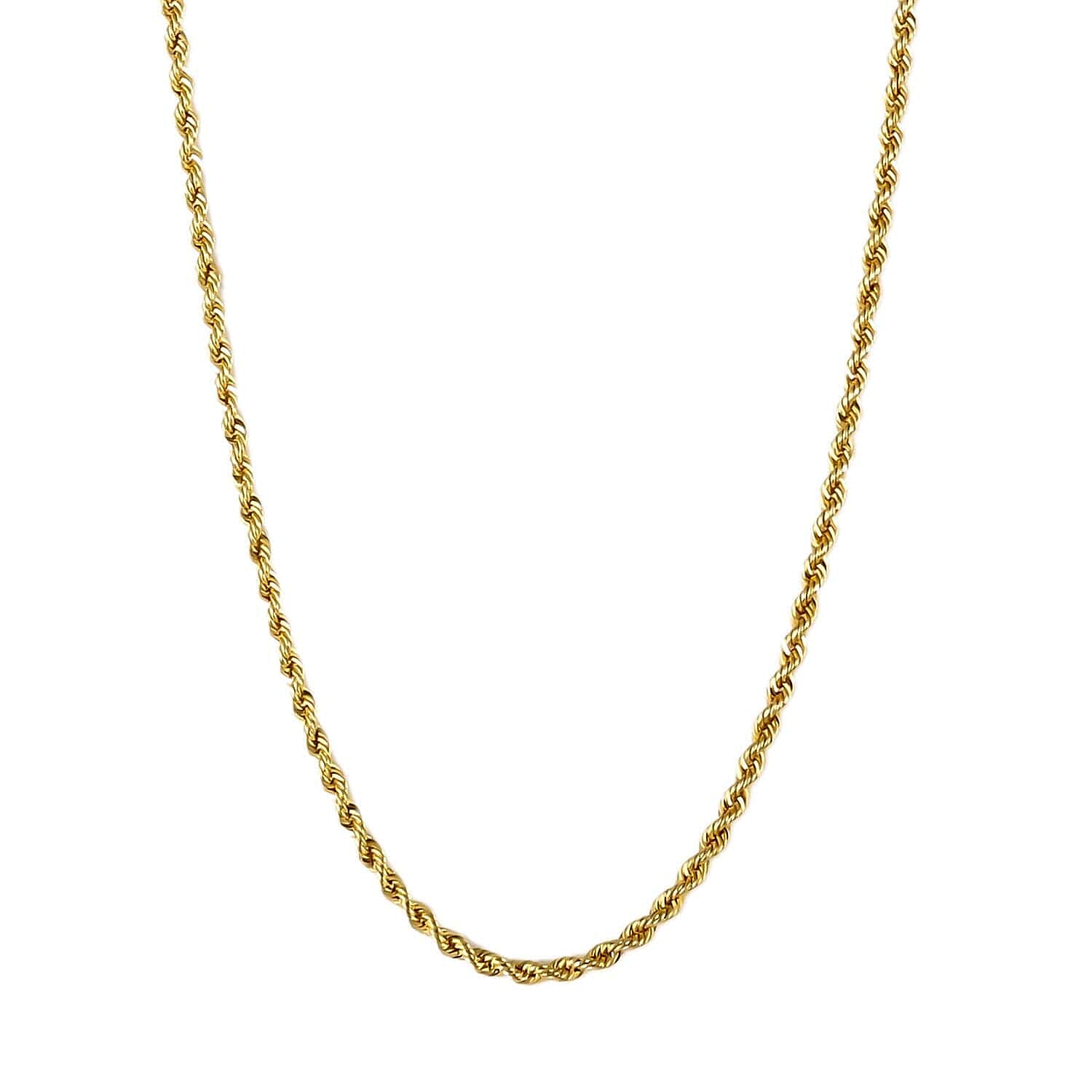 Rope Chain Necklace in 14K Yellow Gold, Gold Necklace, Gold Gifts 22 Inch Chain Necklace 1.5mm 1.70 Grams